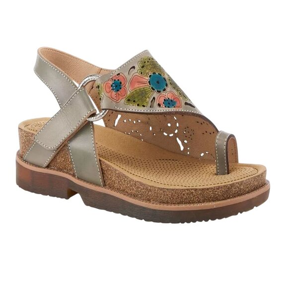 New L'Artiste By Spring Step Samya Toe Loop Sandal in Grey Multi W's EU 40 - Picture 6 of 17